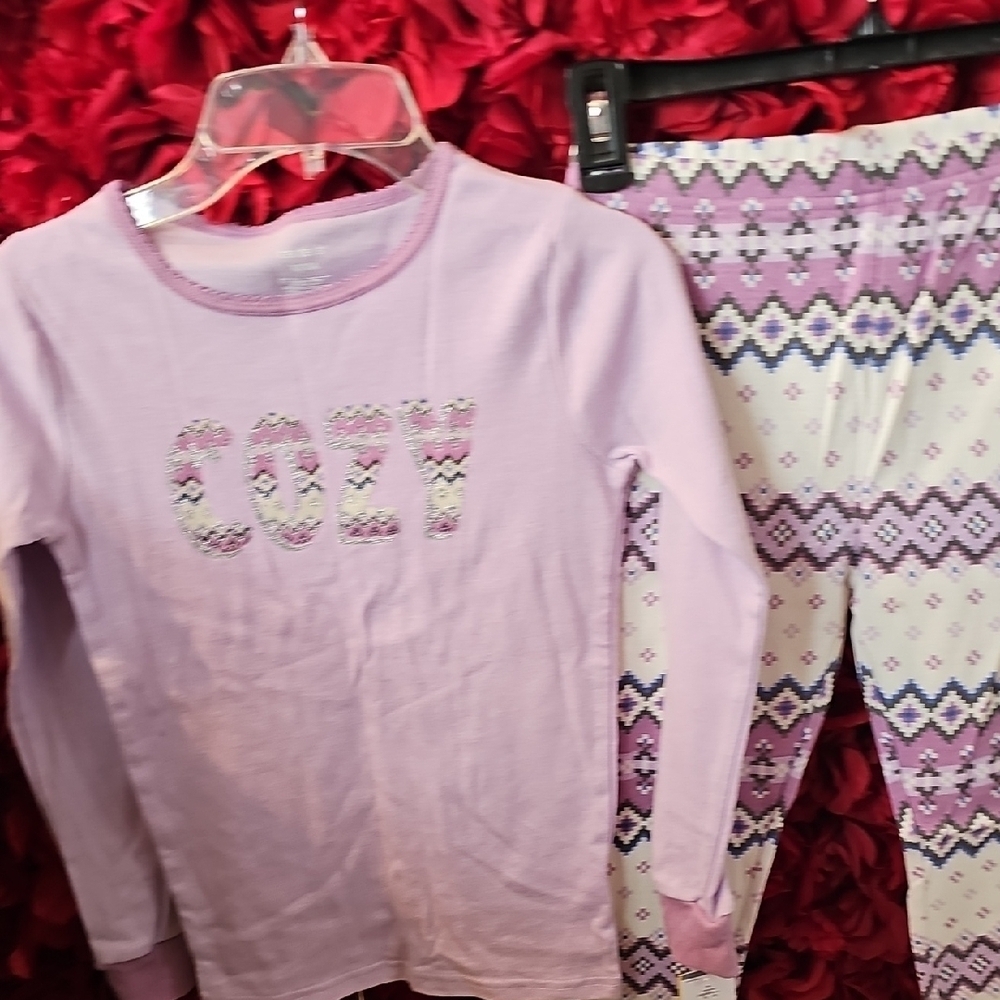 Carter's NWT Cozy Girls Glitter Pajamas Set - Purple and White Size 10/10A